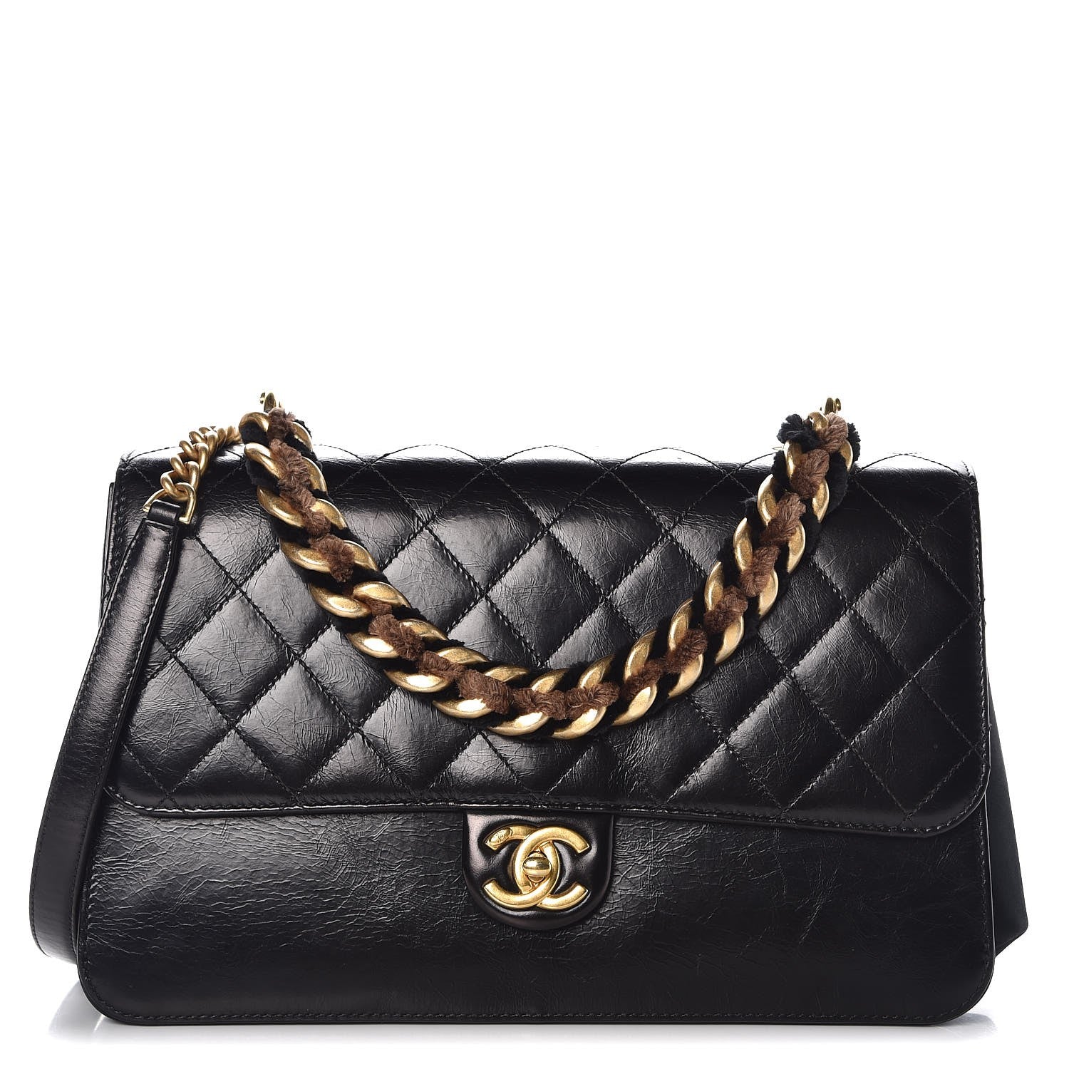 Chanel Iridescent Calfskin Quilted Straight Lined Flap Black 1 of 8
