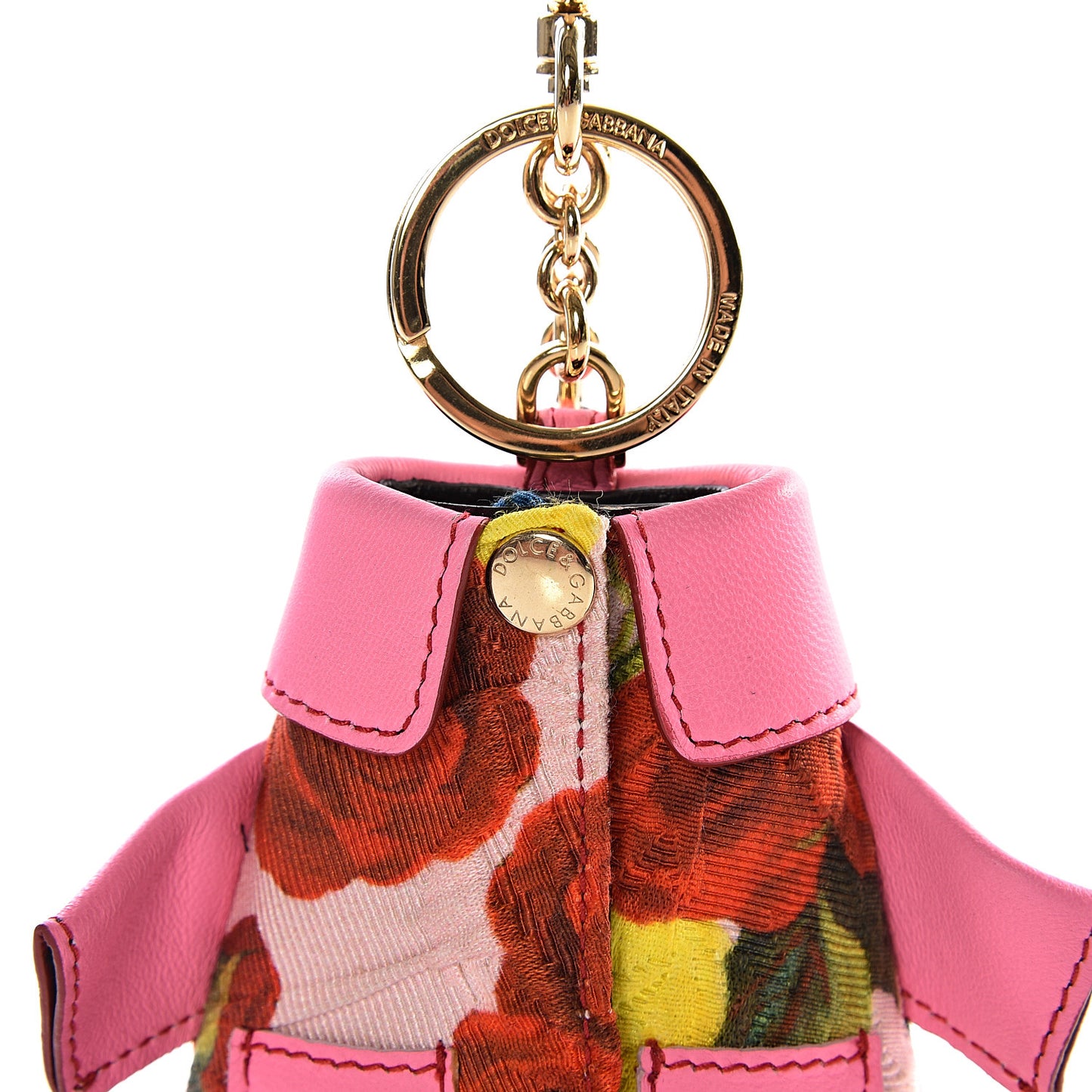 Lambskin Fabric Printed Coat Key Holder Pink