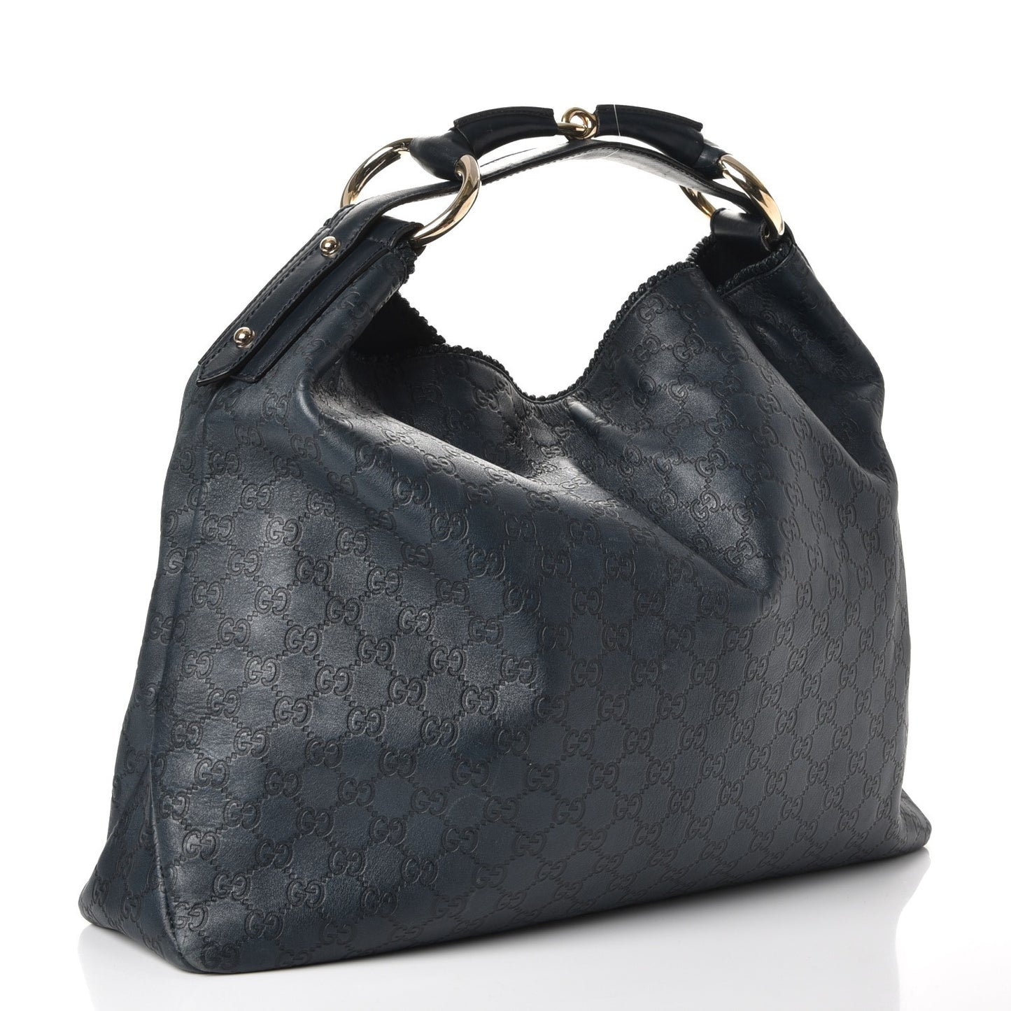 Guccissima Large Horsebit Chain Hobo Blue