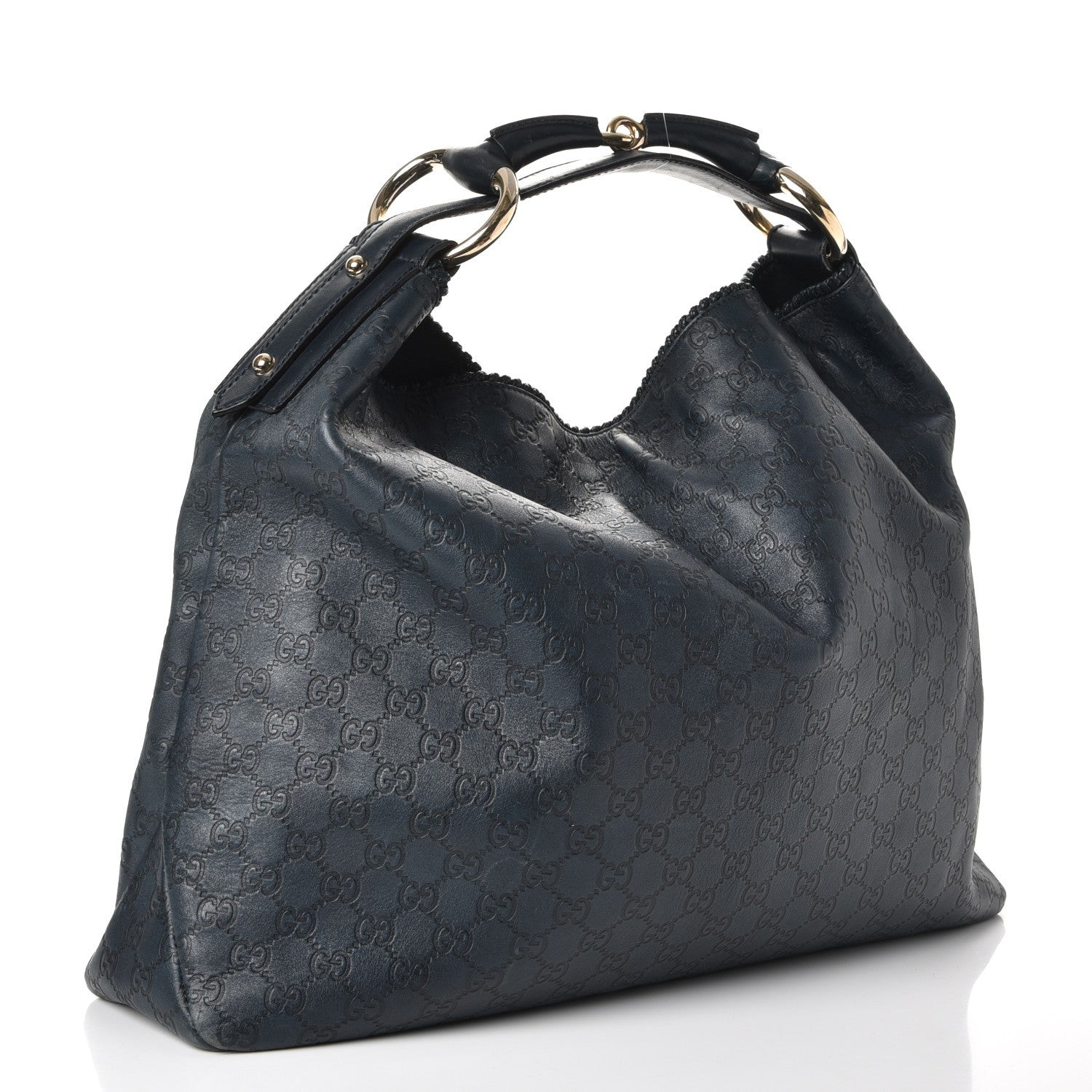 Gucci Guccissima Large Horsebit Chain Hobo Blue 3 of 15