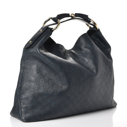 Gucci Guccissima Large Horsebit Chain Hobo Blue 3 of 15