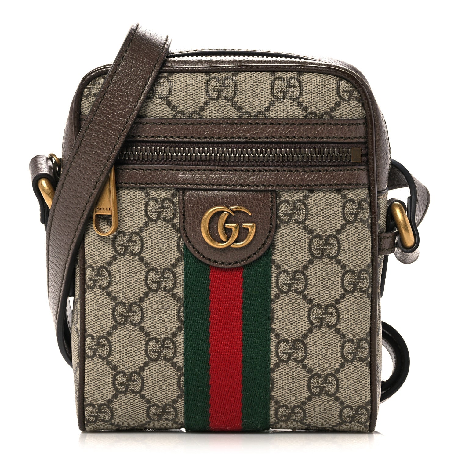Gucci GG Supreme Monogram Web Mini Ophidia Messenger Brown 1 of 10