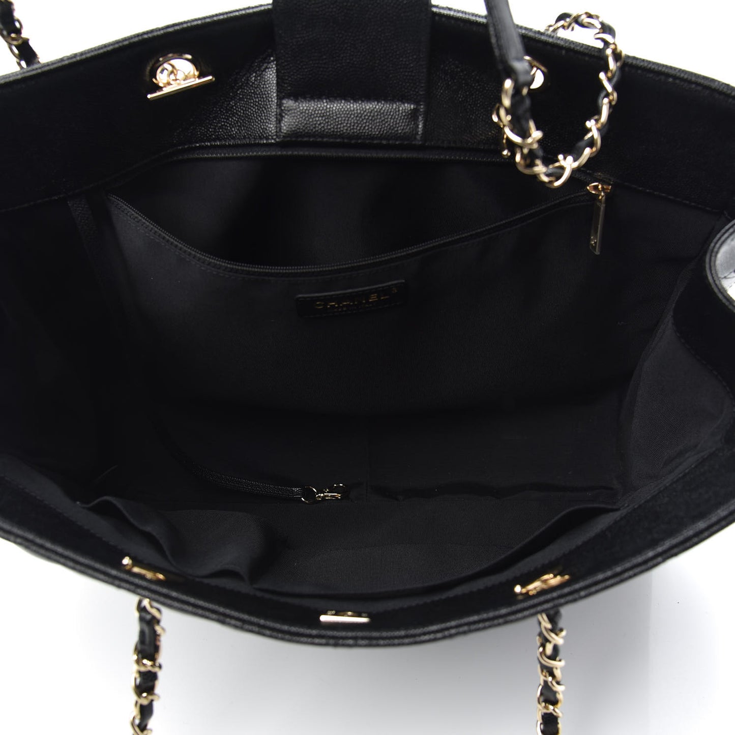 Caviar Quilted Large Shopping Tote Black