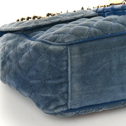 Dolce & Gabbana Velvet Watersnake Embellished Quilted Lucia Shoulder Bag Blue 8 of 11