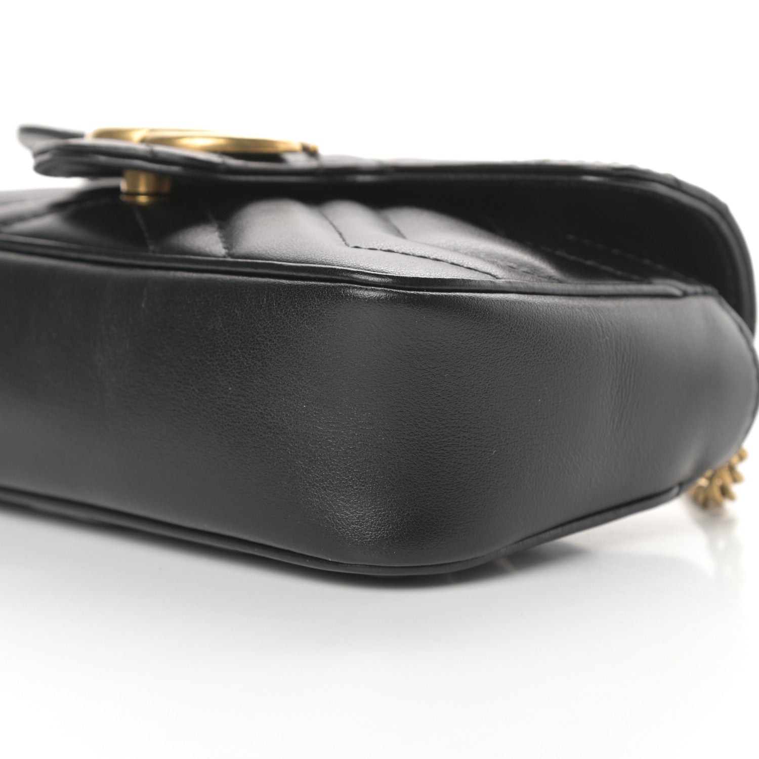 Gucci Calfskin Matelasse Super Mini GG Marmont Shoulder Bag Black 10 of 11