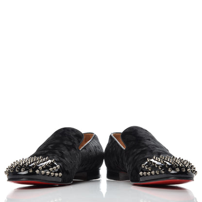 Christian Louboutin Patent Velvet Mens Spooky Spike Flat Loafers 45 Black 6 of 10