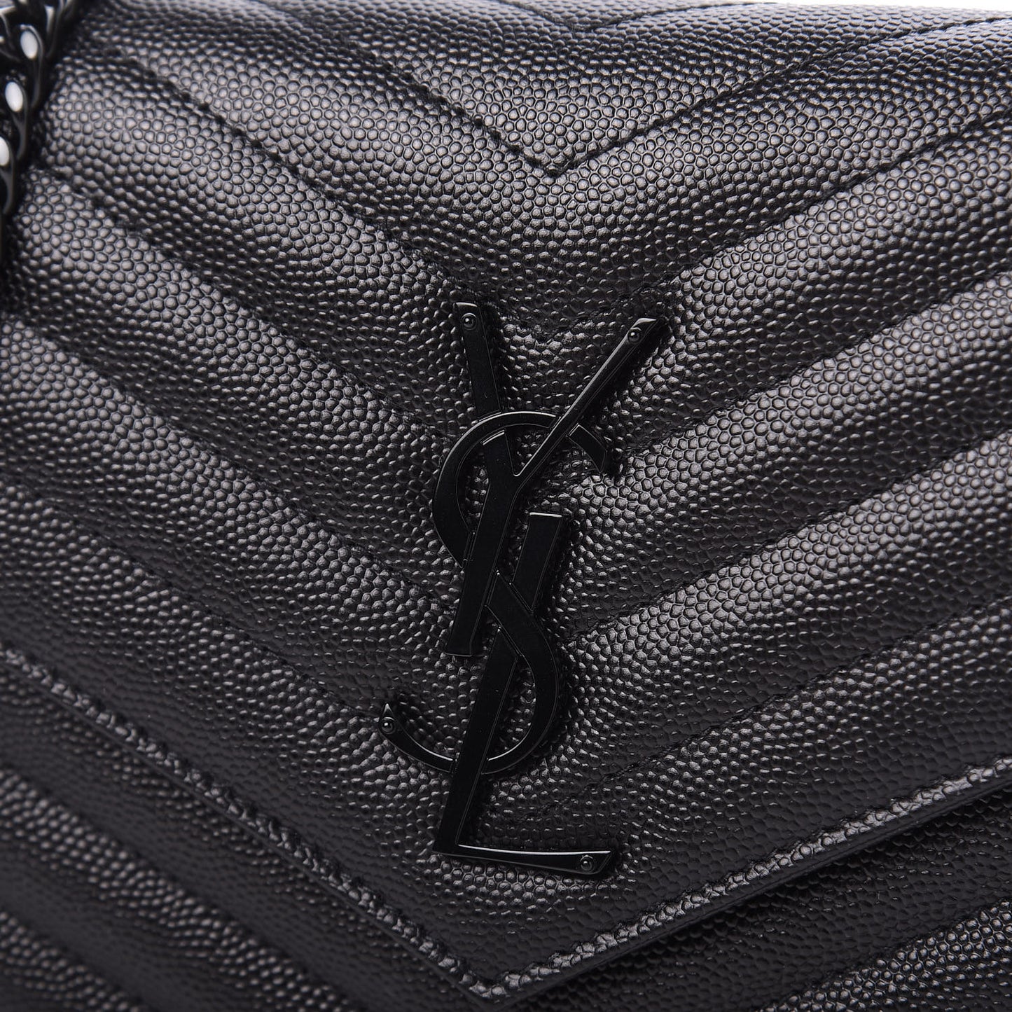 Grain De Poudre Matelasse Chevron Monogram Chain Wallet Black