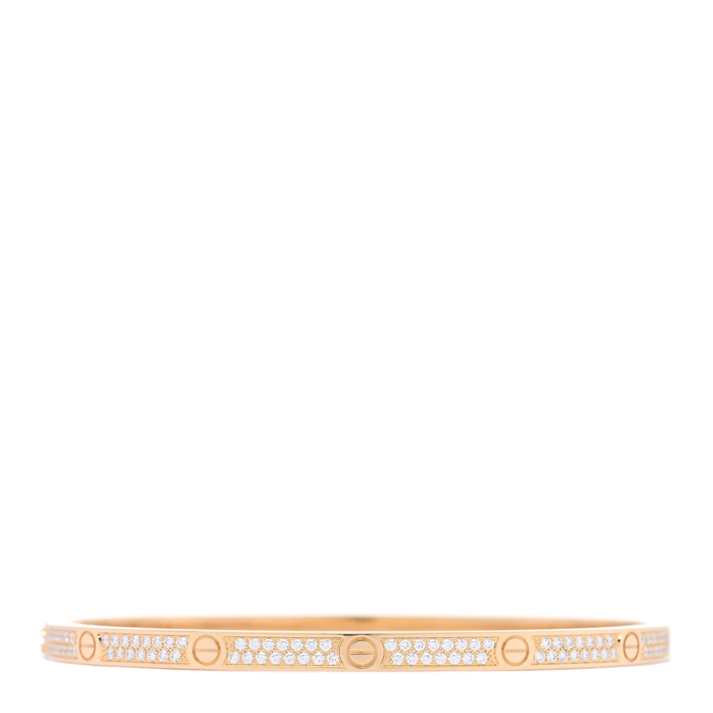 18K Yellow Gold Diamond Small LOVE Paved Bracelet 17