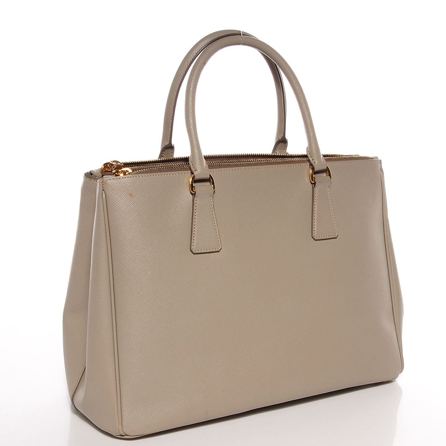 Saffiano Lux Medium Double Zip Tote Pomice