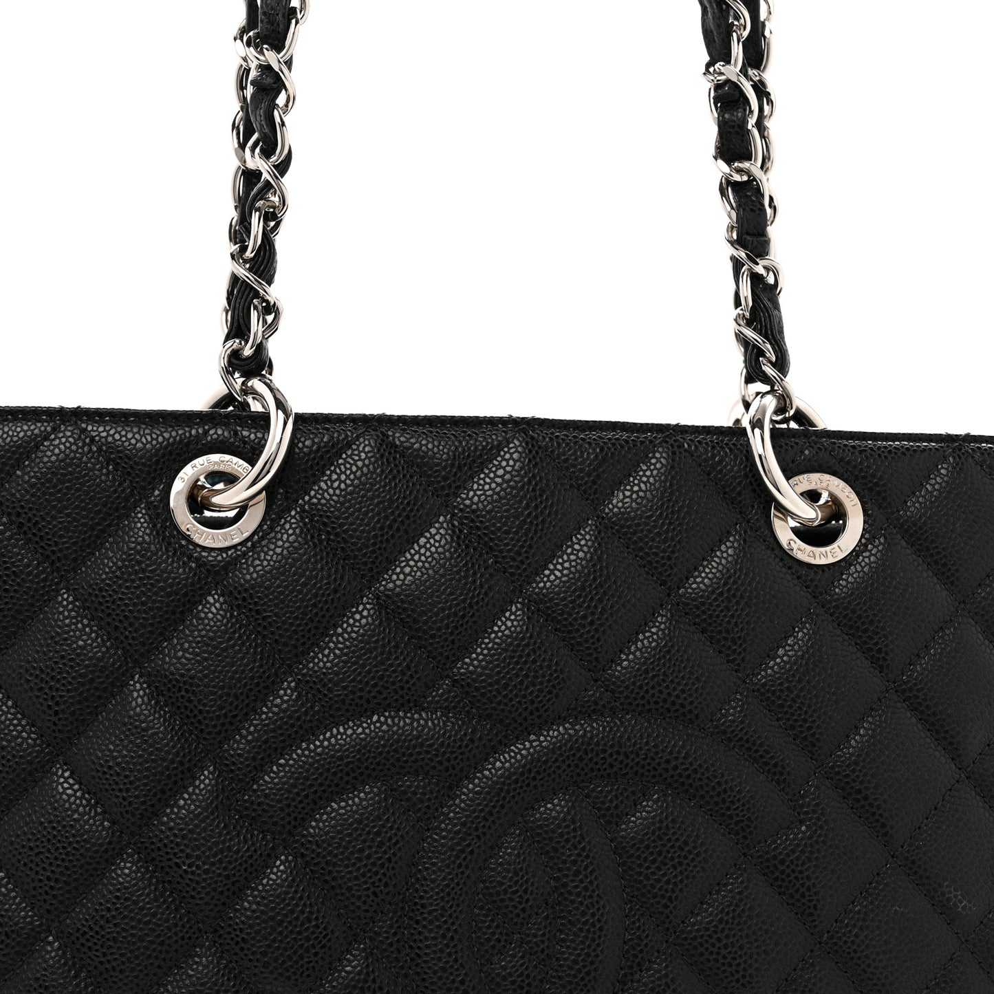 Caviar Quilted Grand Shopping Tote GST Black