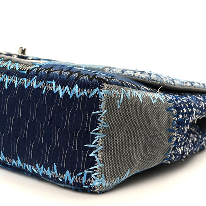 Chanel Denim Tweed Patchwork Jumbo Single Flap Blue 11 of 11