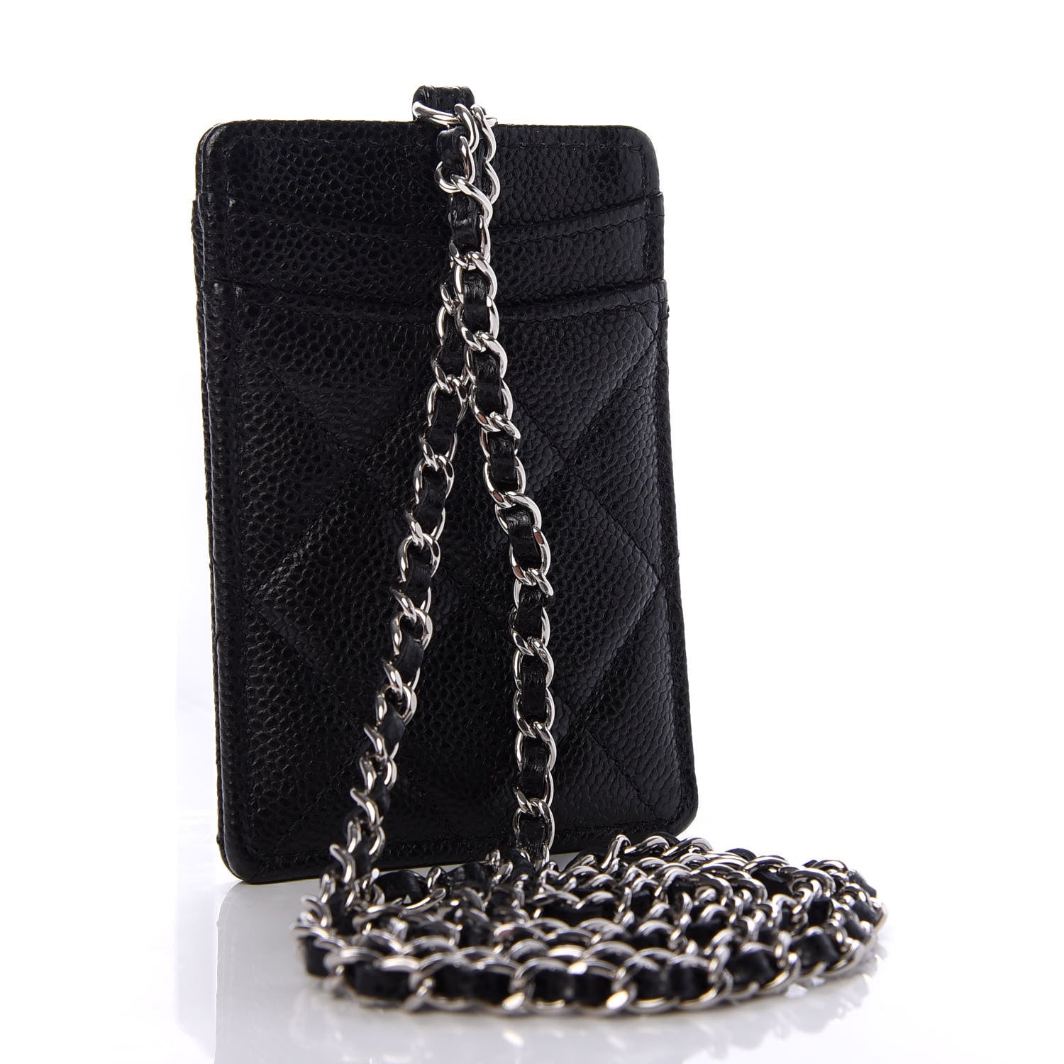 Chanel Caviar Quilted Card Holder On Chain Black 3 of 8
