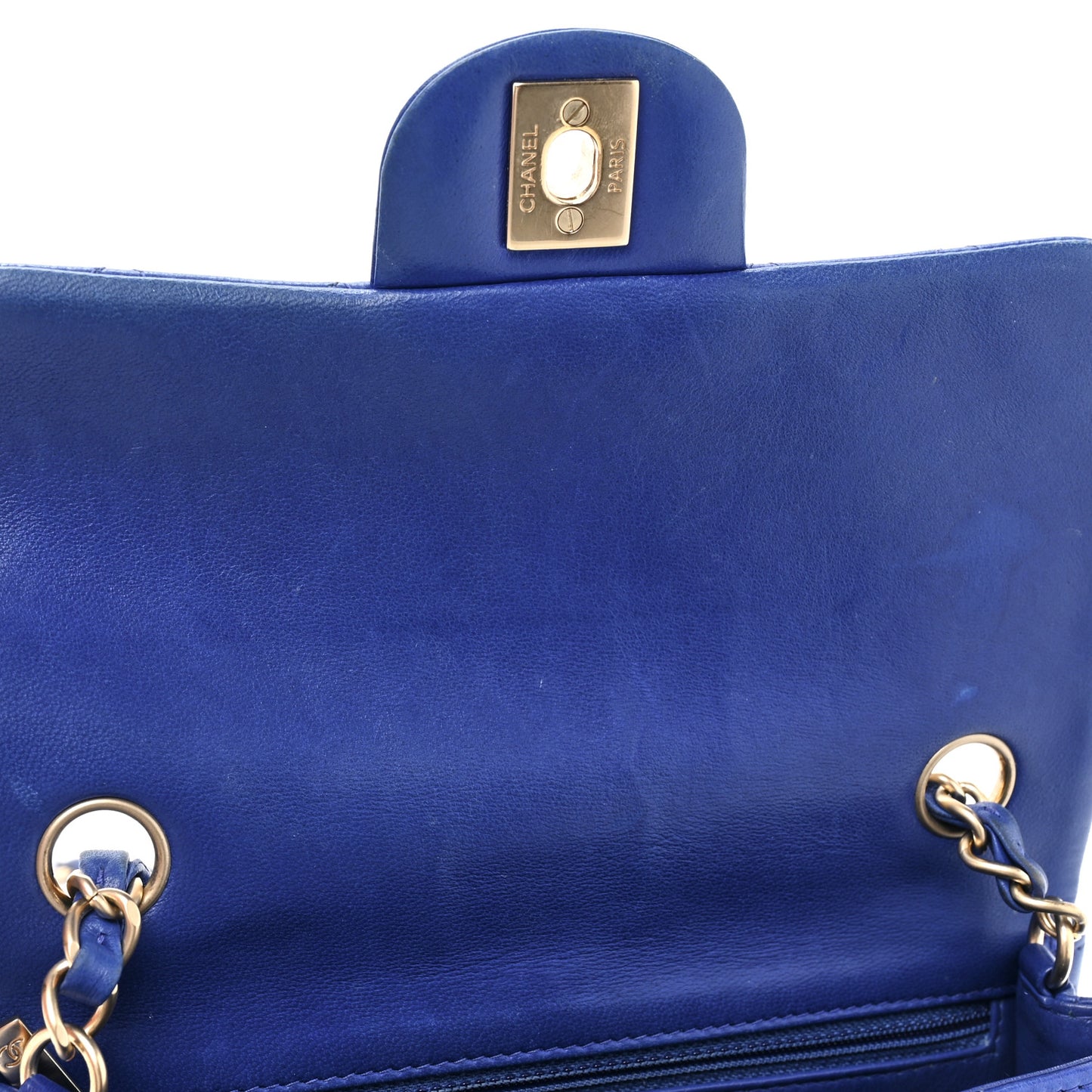 Lambskin Quilted Mini Rectangular Flap Blue