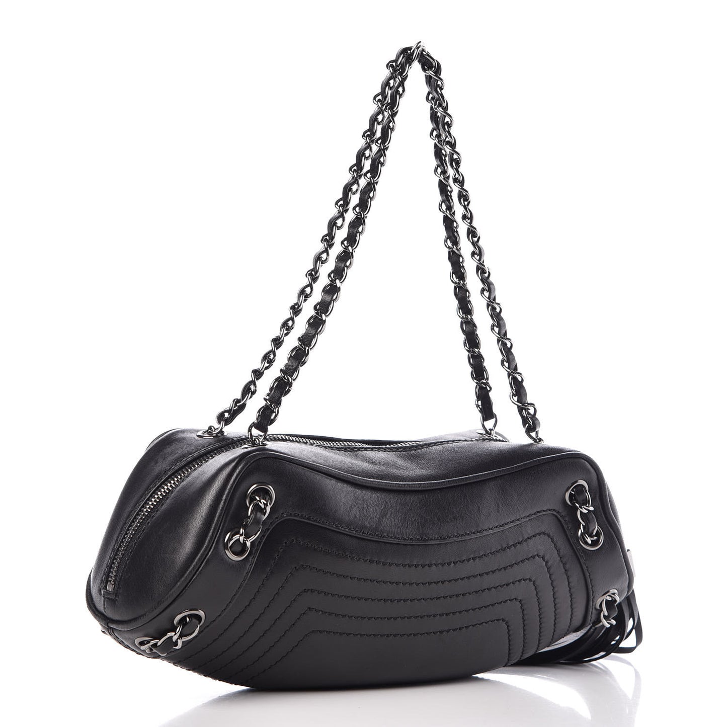 Lambskin Small Tassel Shoulder Bag Black