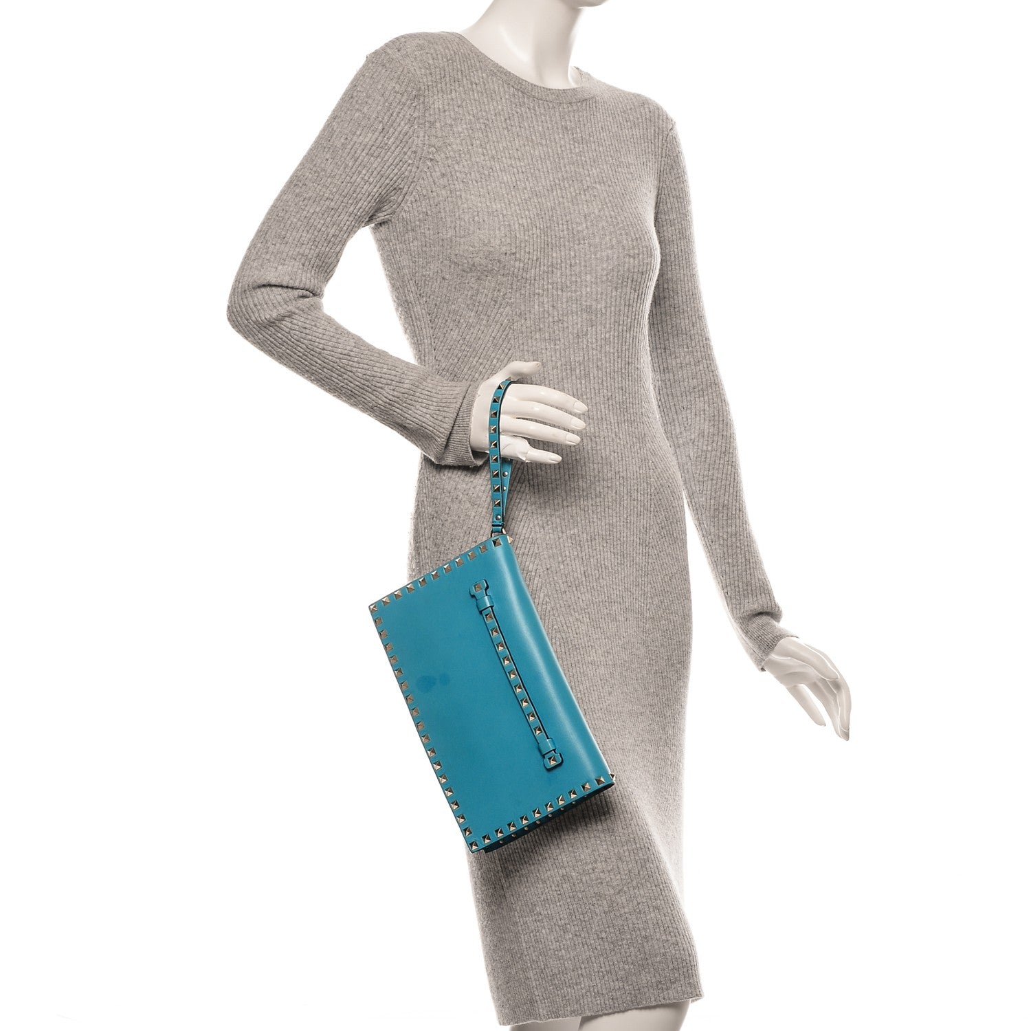 Valentino Garavani Nappa Rockstud Wristlet Clutch Parrot 2 of 9