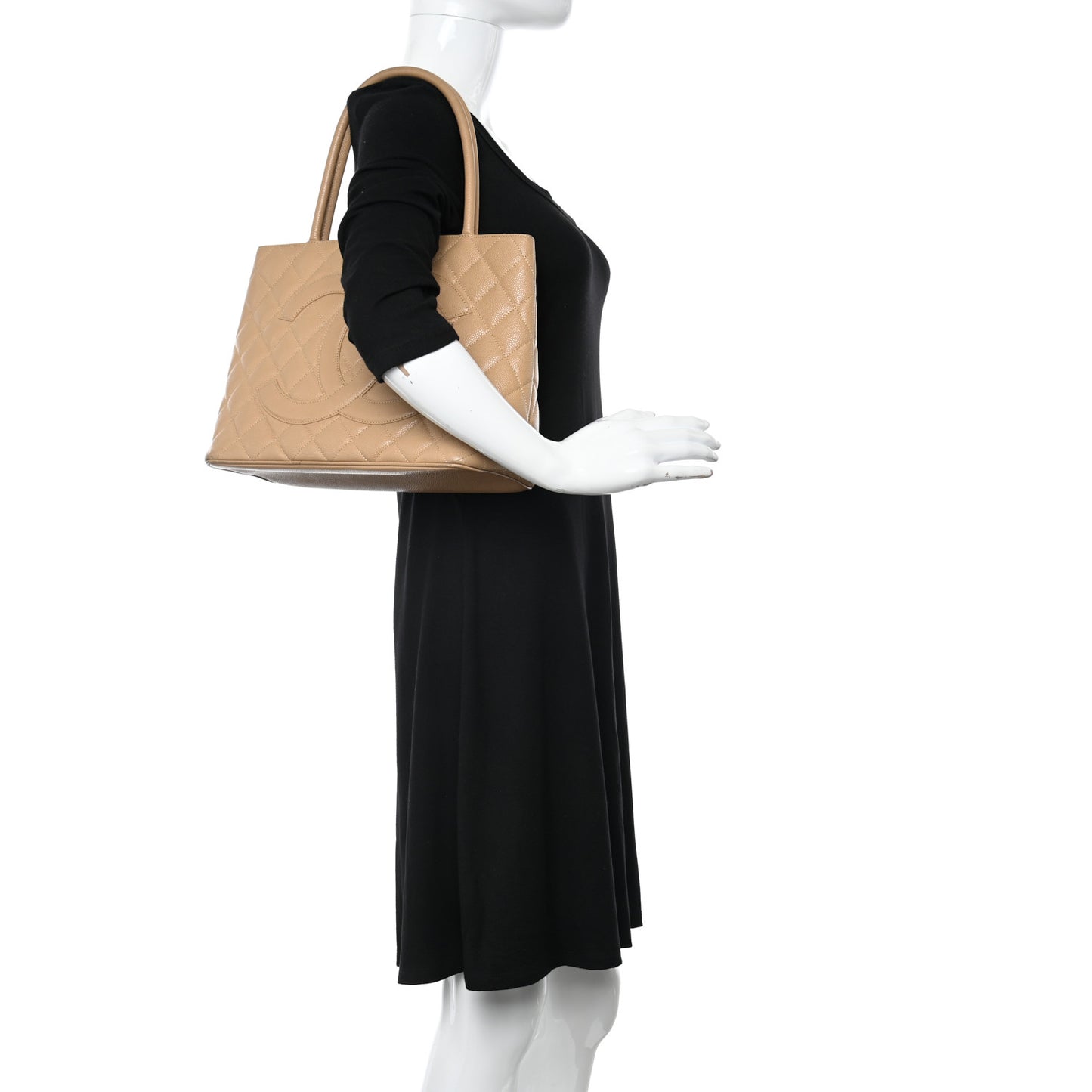 Caviar Quilted Medallion Tote Beige