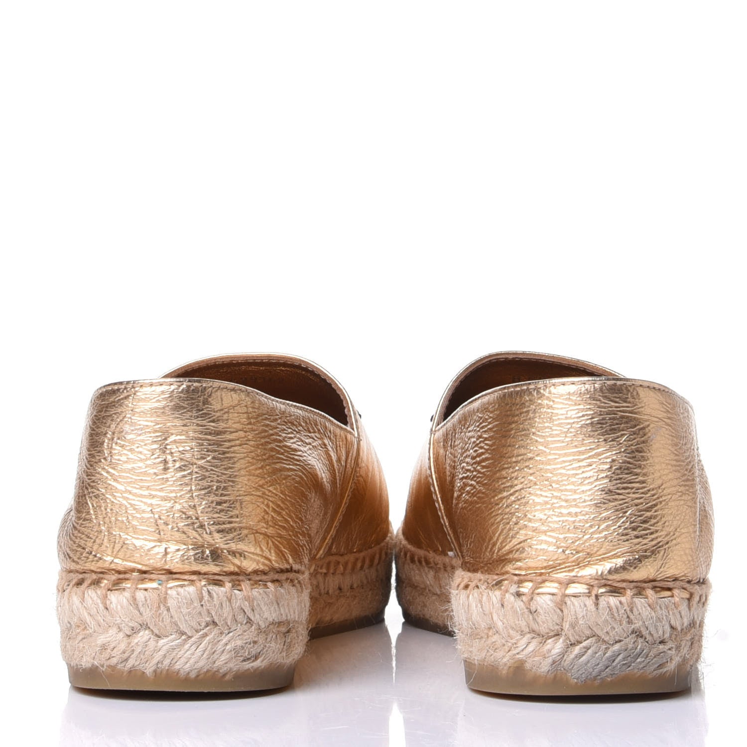 Chanel Laminated Lambskin Grosgrain CC Espadrilles 38 Gold Black 6 of 11