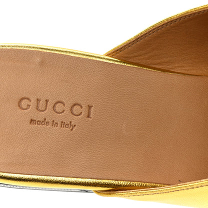 Gucci Metallic Nappa Womens Princetown Slippers 39.5 Gold 9 of 11
