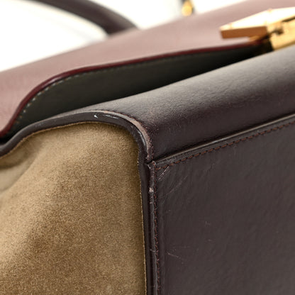 Celine Calfskin Suede Tri-Color Medium Trapeze Burgundy 11 of 32