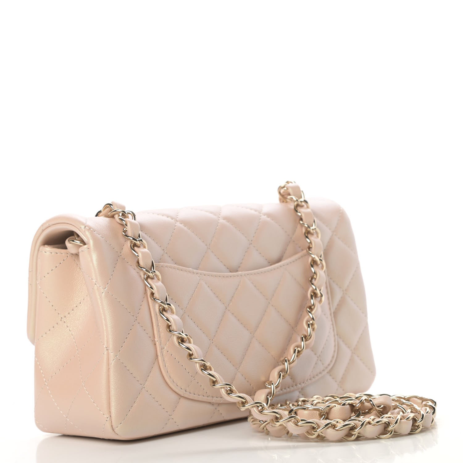 Chanel Iridescent Calfskin Quilted Mini Rectangular Flap Beige 3 of 11