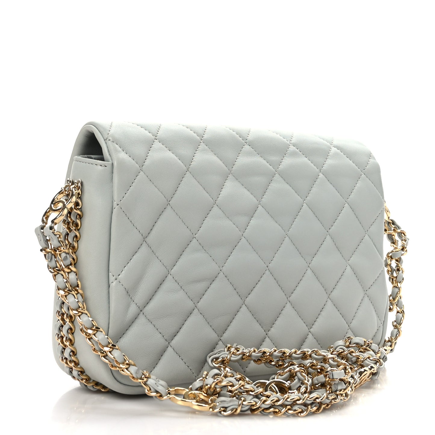 Lambskin Quilted Small CC You Flap Light Grey