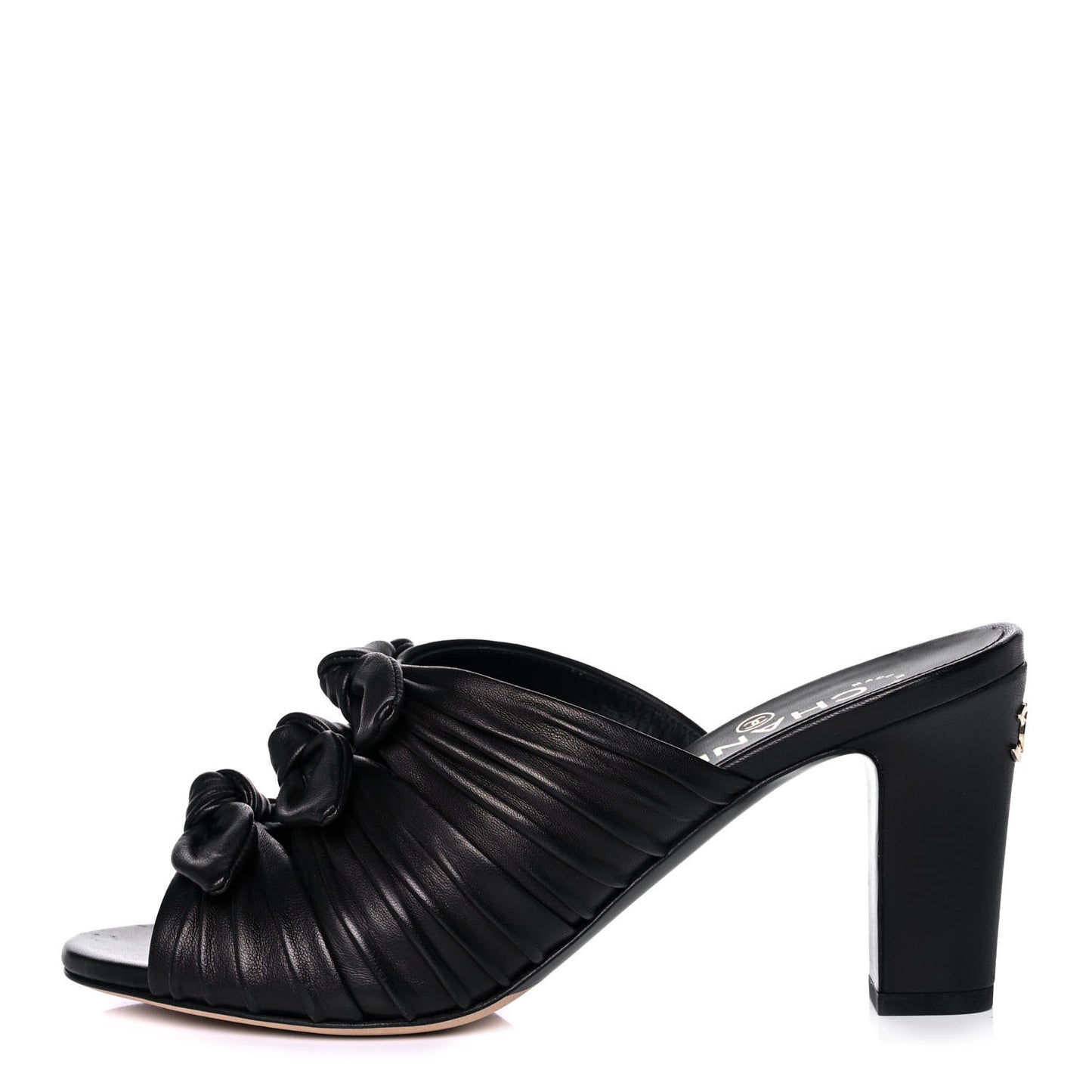 Calfskin Bows CC Mules 38 Black
