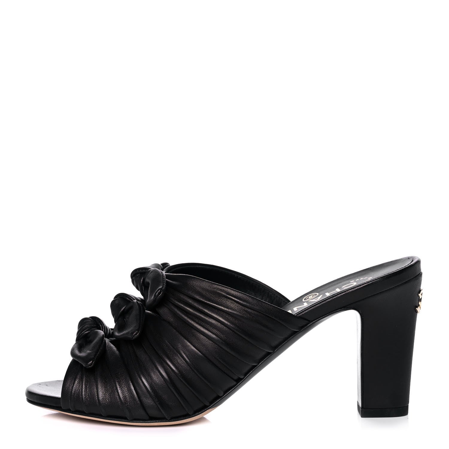 Chanel Calfskin Bows CC Mules 38 Black 1 of 10