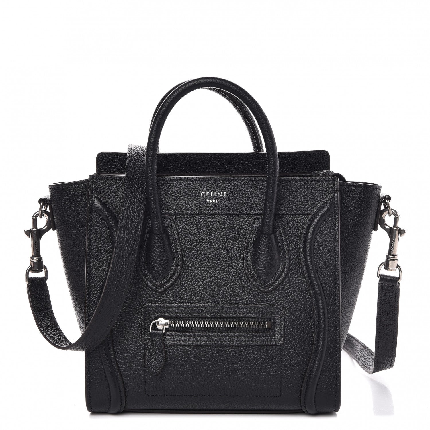 Celine Drummed Calfskin Nano Luggage Black 1 of 8