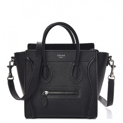 Celine Drummed Calfskin Nano Luggage Black 1 of 8