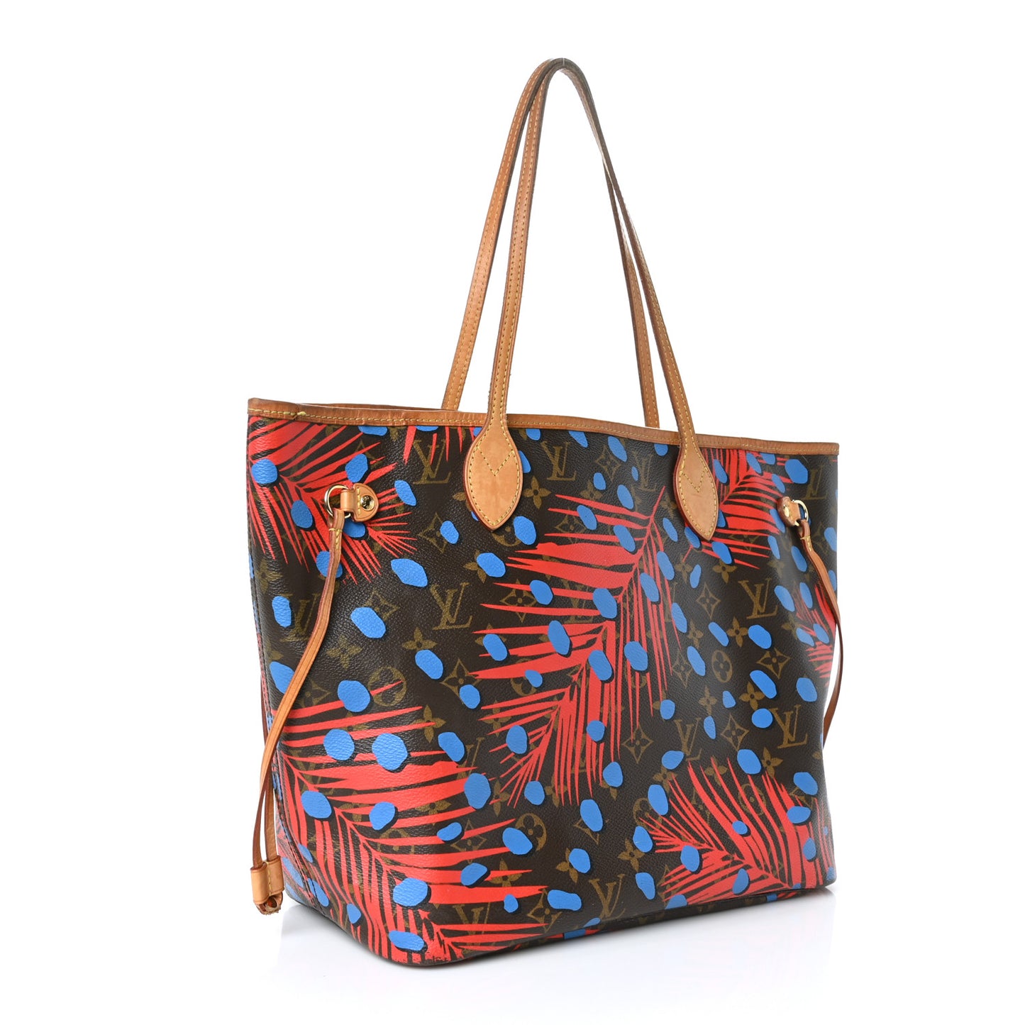Monogram Jungle Dots Neo Neverfull MM Coquelicot Denim