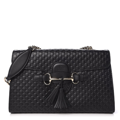 Gucci Microguccissima Medium Emily Chain Shoulder Bag Black 1 of 9
