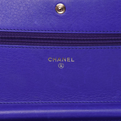 Chanel Calfskin Quilted Fancy CC Wallet On Chain WOC Blue 6 of 14