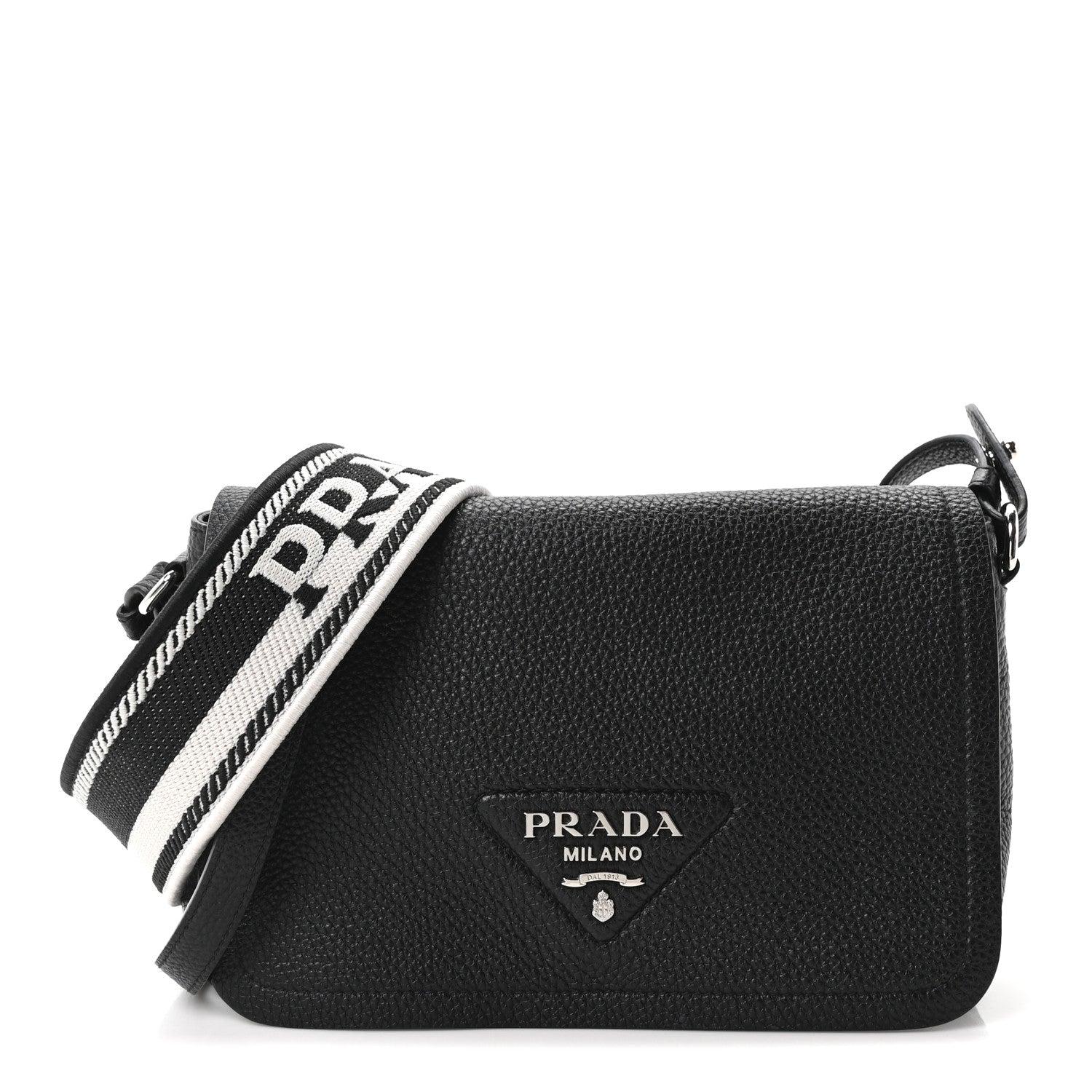 Prada Vitello Daino Soft Flap Crossbody Black 1 of 10