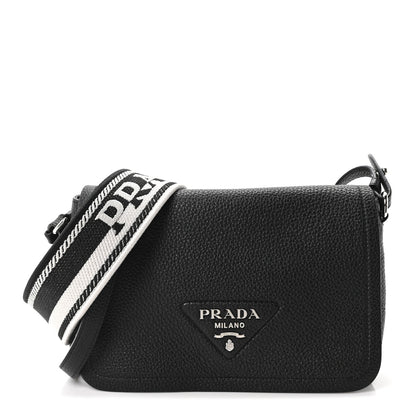 Prada Vitello Daino Soft Flap Crossbody Black 1 of 10