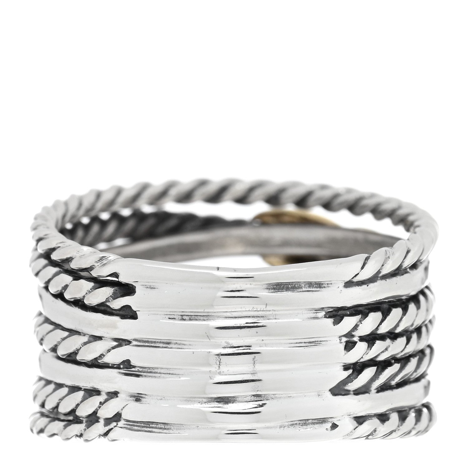 David Yurman Sterling Silver 18K Yellow Gold Double X Crossover Ring 57 8 3 of 4