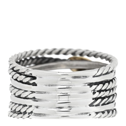David Yurman Sterling Silver 18K Yellow Gold Double X Crossover Ring 57 8 3 of 4