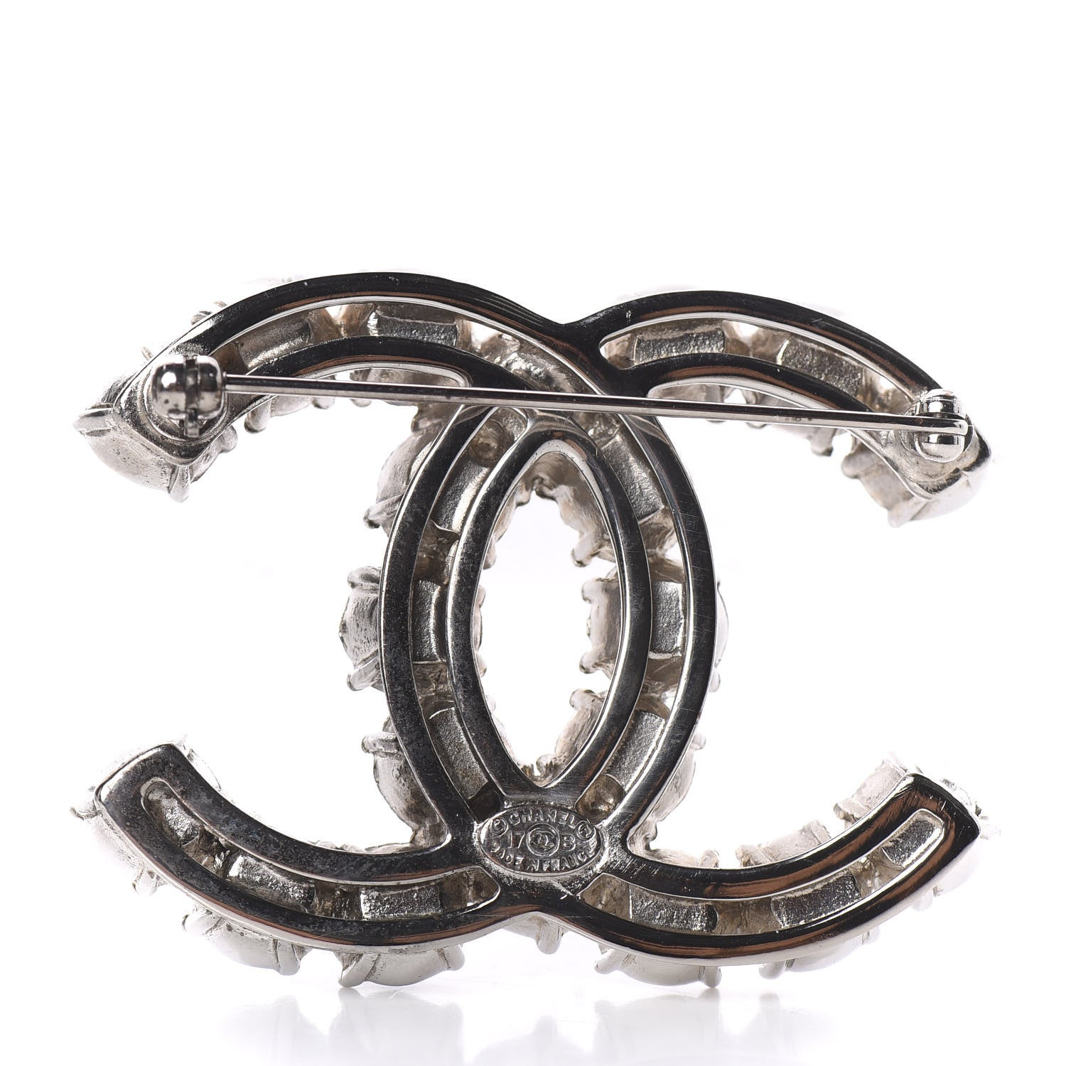 Chanel Crystal Pearl CC Dazzling Domino Brooch Black 2 of 3