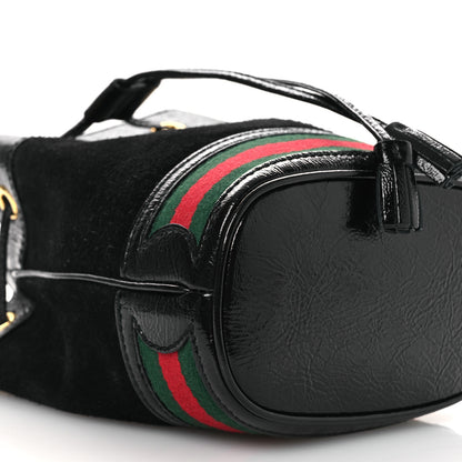 Gucci Suede Patent Web Mini Ophidia Bucket Bag Black 9 of 10