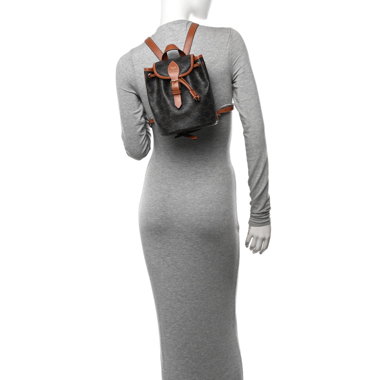 Celine Triomphe Canvas Calfskin Mini Folco Backpack Tan 2 of 10