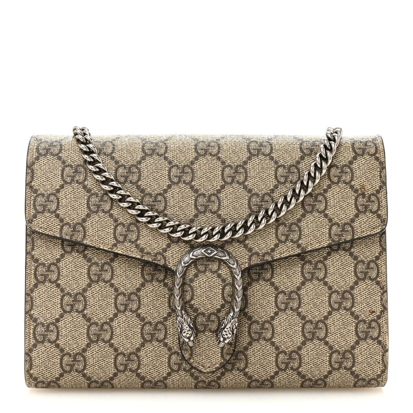GG Supreme Monogram Mini Dionysus Chain Wallet Beige Vulcanic Red