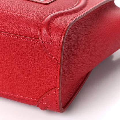 Celine Drummed Calfskin Nano Luggage Red 8 of 9
