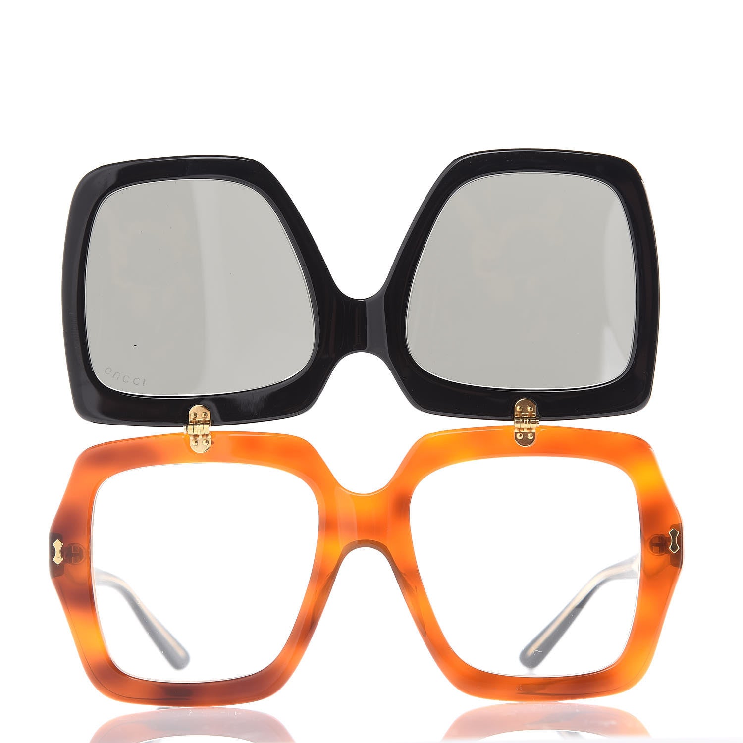 Gucci Acetate Oversized Flip Up Sunglasses GG0088S Tortoise Black 5 of 8