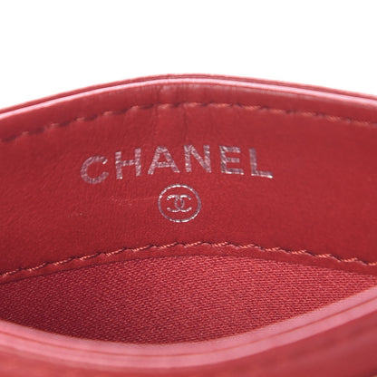 Chanel Lambskin Camellia Embossed Card Holder Red 6 of 9
