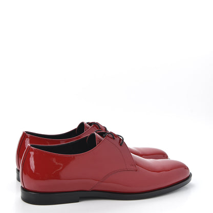 Saint Laurent Patent Calfskin Mens Smoking 15 Derby Lace Up Shoes 41 Red 4 of 10