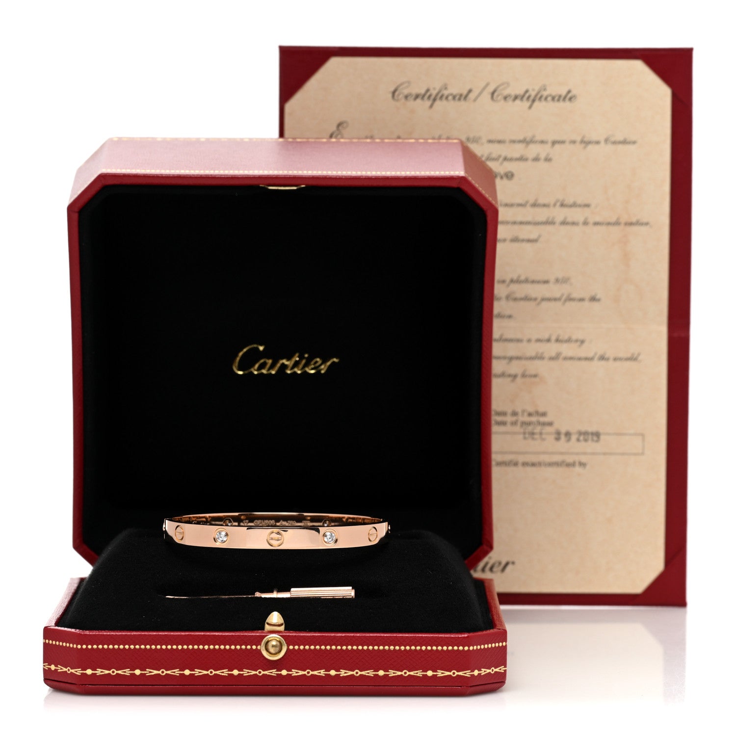 Cartier 18K Pink Gold 4 Diamond LOVE Bracelet 17 5 of 5