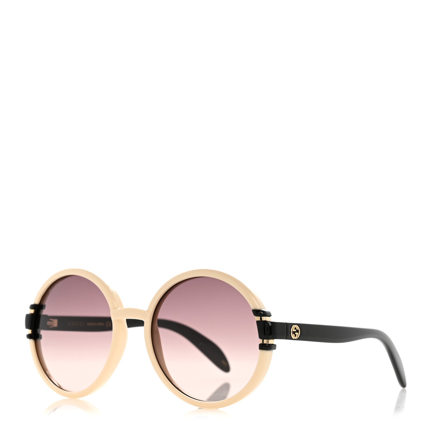 Gucci Acetate Round Sunglasses GG1067S White Black 1 of 8