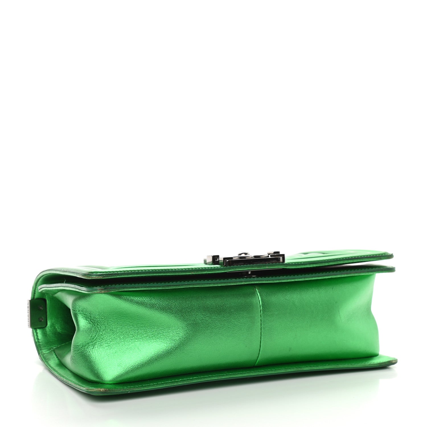 Chanel Metallic Patent Calfskin Quilted Medium Boy Flap Green 4 of 13