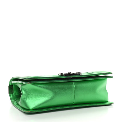 Chanel Metallic Patent Calfskin Quilted Medium Boy Flap Green 4 of 13