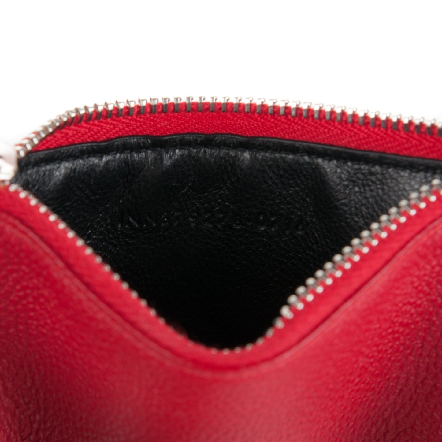 Grained Calfskin 5 Fragments Zip Pouch Card Holder New Red