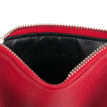 Saint Laurent Grained Calfskin 5 Fragments Zip Pouch Card Holder New Red 5 of 7